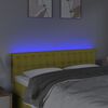 vidaXL Cabeceira de cama c/ luzes LED tecido 144x5x78/88 cm verde