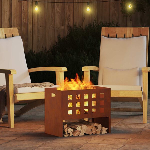vidaXL Fire Pit Castanho 50 x 30 x 40 cm A&ccedil;o