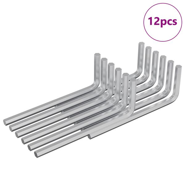 vidaXL Chave Hexagonal 12 pcs Prateado 32 x 86 mm A&ccedil;o