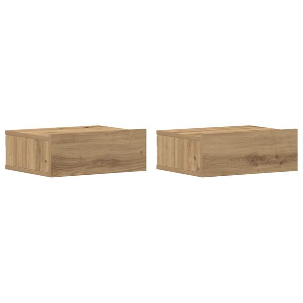 vidaXL Mesa cabeceira suspensa 2 pcs carvalho artesanal 40x32x15 cm