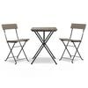 vidaXL 3 pcs conjunto de bistr&ocirc; dobr&aacute;vel vime PE cinzento