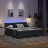 vidaXL Cama com luzes de tira LED Cinza Escuro 200 x 200 cm Veludo