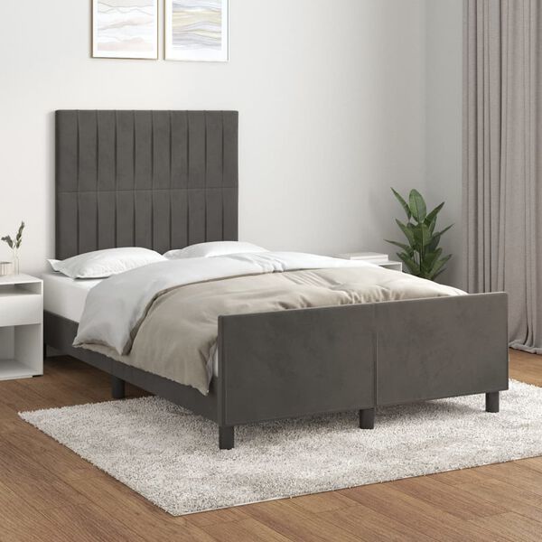 vidaXL Estrutura de cama sem colch&atilde;o 120x200 cm veludo cinzento-escuro