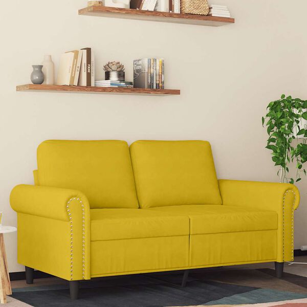 vidaXL Sofá de 2 lugares veludo 120 cm amarelo