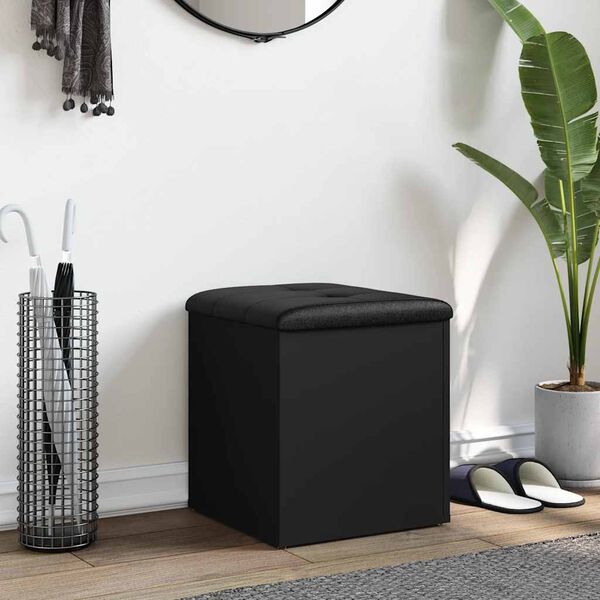 vidaXL Banco de arruma&ccedil;&atilde;o 42x42x45 cm derivados de madeira preto