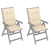 vidaXL Cadeiras jardim reclin&aacute;veis c/ almofad&otilde;es 2 pcs ac&aacute;cia maci&ccedil;a