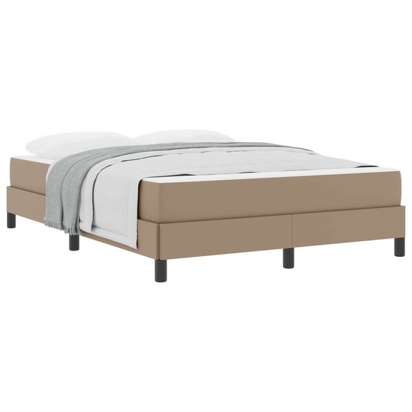 vidaXL Estrutura da Cama com colch&atilde;o Cappuccino 140 x 190 cm tecido