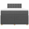 vidaXL Cama boxspring com colch&atilde;o 120x190 cm tecido cinzento-escuro