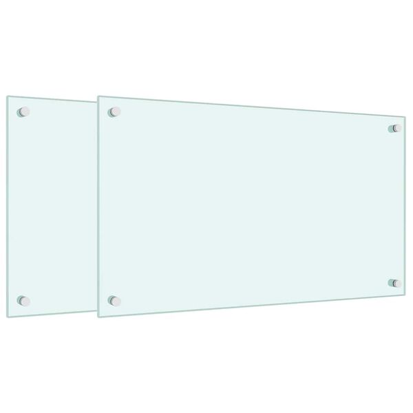 vidaXL Pain&eacute;is anti-salpicos de cozinha 2 pcs vidro temperado branco