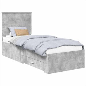 vidaXL Estrutura da Cama com gaveta Cinza Concreto e Prata 70 x 190 cm
