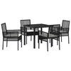 vidaXL Conjunto de Jantar para Jardim com almofada 5 pcs Preto vime PE