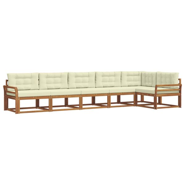 vidaXL Conjunto de Sof&aacute;s para Exterior 6 pcs Natural e Creme