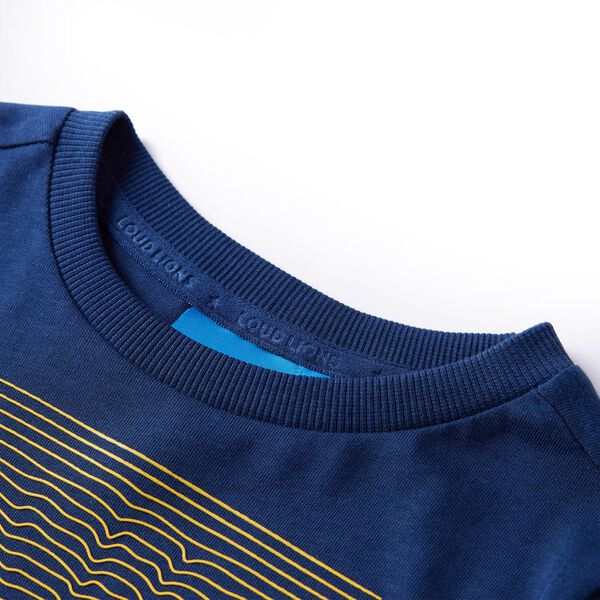 T-shirt de manga comprida para crian&ccedil;a azul-marinho 140
