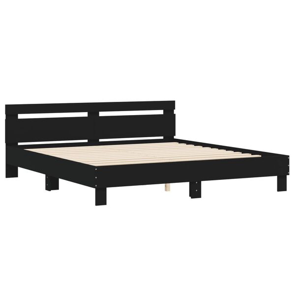 vidaXL Estrutura cama c/ cabeceira 180x200 cm derivados madeira preto