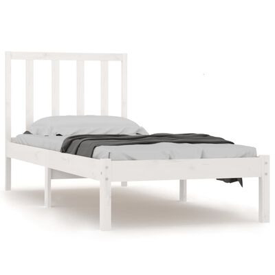 vidaXL Estrutura de cama solteiro 90x190 cm pinho maciço branco