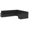 vidaXL 10 pcs conjunto sof&aacute;s de jardim c/ almofad&otilde;es vime PE preto