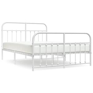 vidaXL Estrutura de cama com cabeceira e p&eacute;s 150x200 cm metal branco