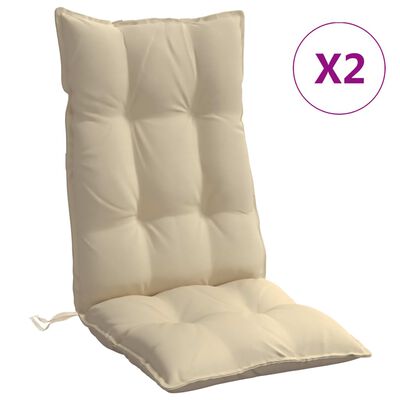 vidaXL Almofadões p/ cadeira encosto alto 2 pcs tecido oxford bege