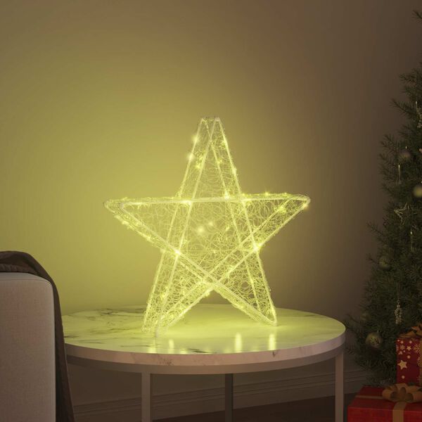 vidaXL Estrela 3D com 50 LEDs Branco quente 55 x 53,5 x 10 cm Acr&iacute;lo