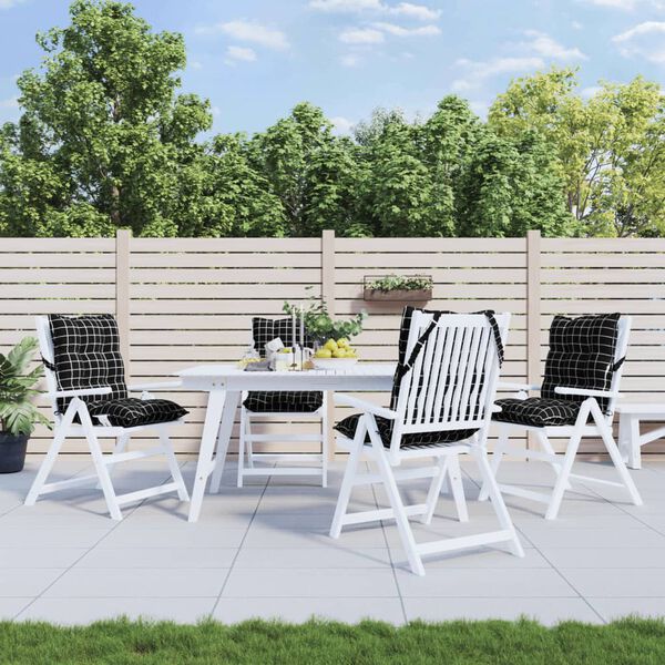 vidaXL Almofad&otilde;es cadeira encosto baixo 4 pcs oxford xadrez preto