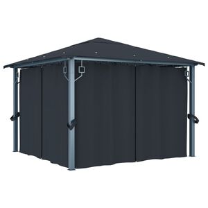 vidaXL Gazebo com cortina 300x300 cm alum&iacute;nio antracite