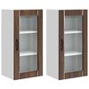 vidaXL Arm&aacute;rio de Vidro de Parede PORTO 2 pcs Carvalho Marrom