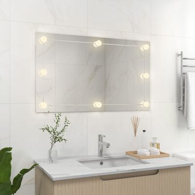 vidaXL Espelho de parede sem moldura c/ luzes LED vidro retangular