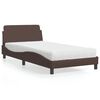 vidaXL Cama com colch&atilde;o Dover 100x200 cm couro artificial castanho
