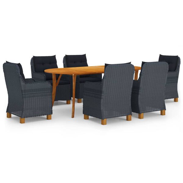 vidaXL 7 pcs conjunto de jantar para jardim cinzento-escuro