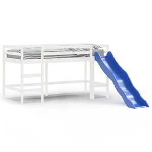 vidaXL Cama alta p/ crian&ccedil;a c/ escorrega 80x200 cm pinho maci&ccedil;o branco