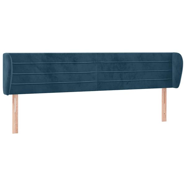 vidaXL Cabeceira de cama c/ abas veludo 203x23x78/88cm azul-escuro