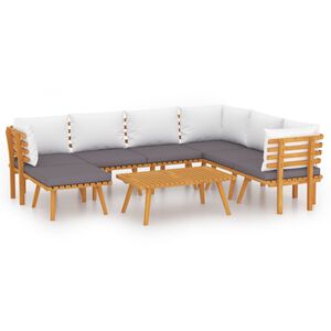 vidaXL 8 pcs conjunto lounge de jardim com almofadões acácia maciça