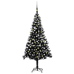 vidaXL &Aacute;rvore Natal artificial pr&eacute;-iluminada c/ bolas 240cm PVC preto