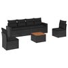 vidaXL 7 pcs conjunto de sof&aacute;s p/ jardim c/ almofad&otilde;es vime PE preto