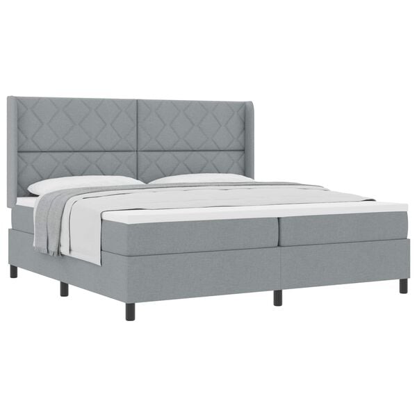 vidaXL Cama Box com colch&atilde;o Cinzento-claro 200 x 200 cm tecido