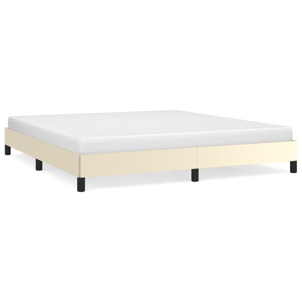 vidaXL Estrutura de cama 160x200 cm couro artificial cor crème
