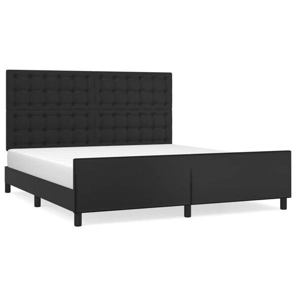 vidaXL Estrutura de cama c/ cabeceira 180x200cm couro artificial preto