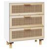 vidaXL Aparador 60x30x70 cm madeira pinho maci&ccedil;a/vime natural branco