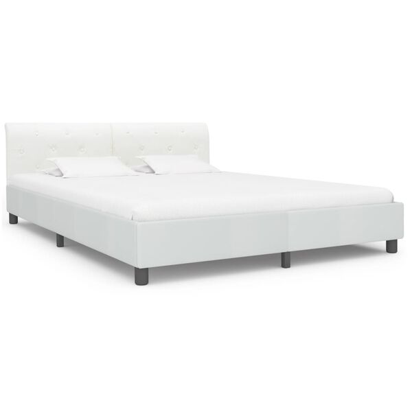 vidaXL Estrutura de cama 180x200 cm couro artificial branco