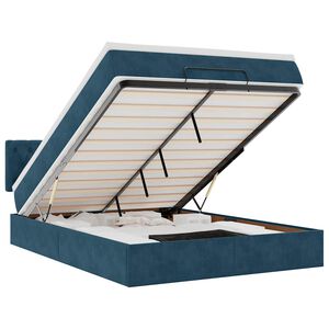 vidaXL Estrutura de cama otomana com colch&atilde;o 140x190cm azul escuro