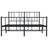 vidaXL Estrutura de cama com cabeceira e p&eacute;s 135x190 cm metal preto