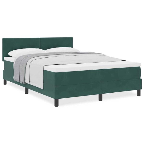 vidaXL Cama Box Spring com Colch&atilde;o Verde Escuro 140 x 200 cm tecido
