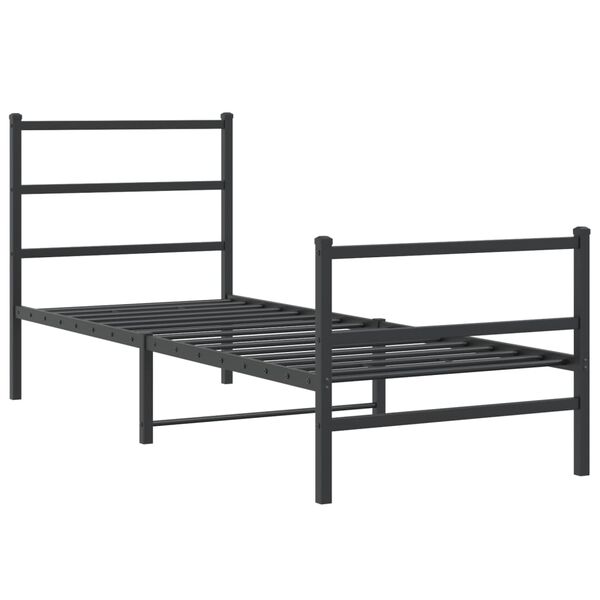 vidaXL Estrutura de cama com cabeceira e p&eacute;s 80x200 cm metal preto