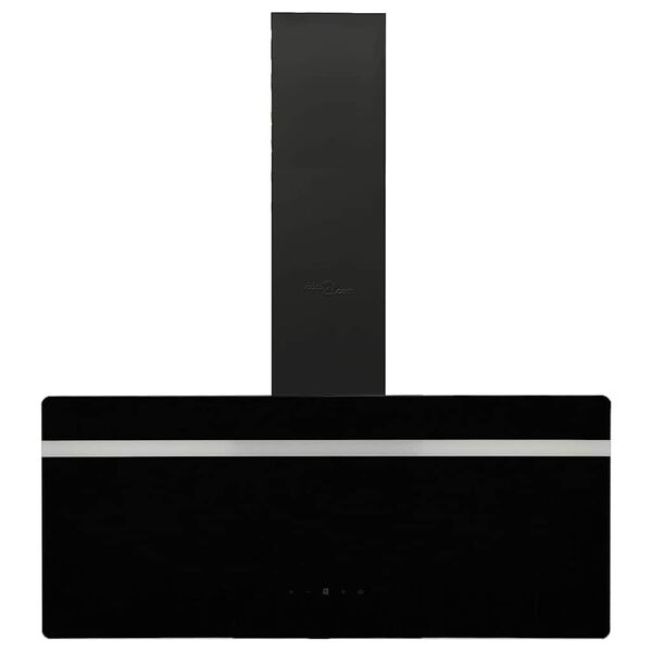 vidaXL Exaustor de parede 90 cm a&ccedil;o e vidro temperado preto