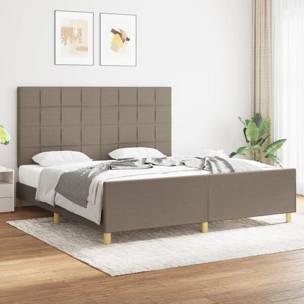 vidaXL Cama sem colch&atilde;o 180x200 cm tecido castanho-acinzentado