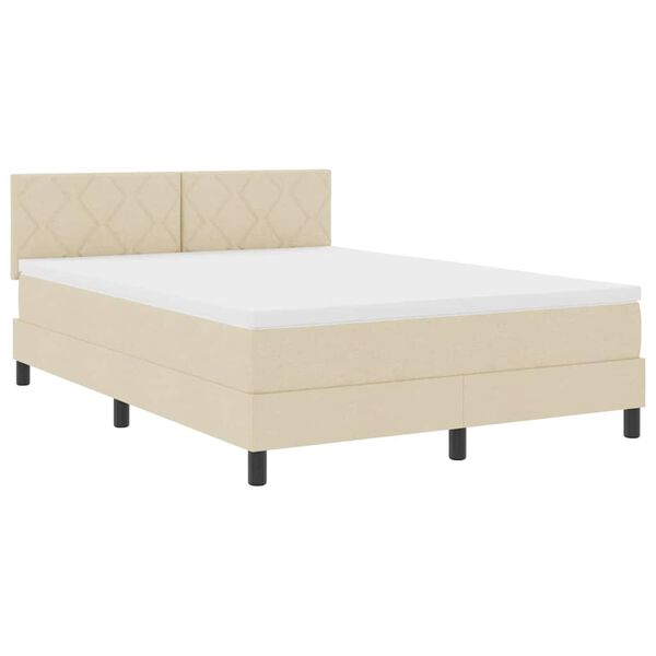 vidaXL Cama Box com colch&atilde;o com led Creme 140 x 200 cm tecido