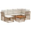 vidaXL Conjunto de Sof&aacute;s para Exterior 7 unid. Natural e Branco Creme