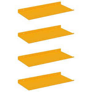 vidaXL Prateleira Flutuante 4 pcs Amarelo Mostarda 40 x 18 x 2,5 cm