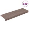 vidaXL Tapetes de escada autoadesivos 10 pe&ccedil;as 65x21x4 cm castanho claro com borda retangular