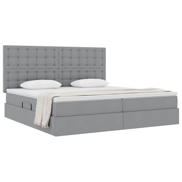 vidaXL Cama com arruma&ccedil;&atilde;o e colch&atilde;o Cinzento-claro 200 x 200 cm